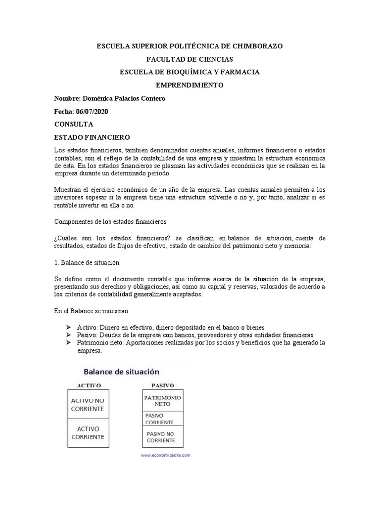 Estado Financiero | PDF | Hoja de balance | Estado de resultados
