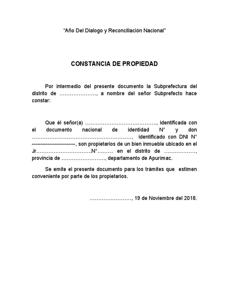 Constancia de Propiedad | PDF