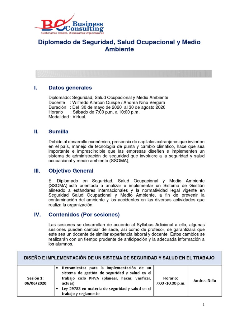 Diplomado en Salud Ocupacional SSOMA | PDF | Prueba (evaluación ...
