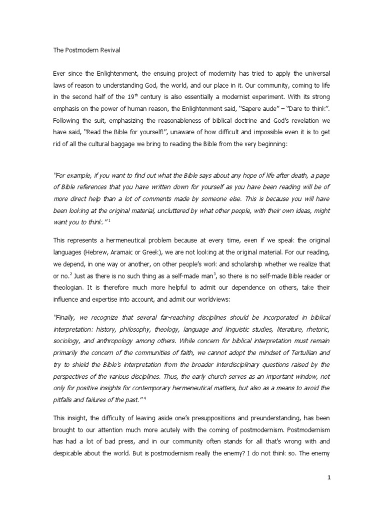 The Postmodern Revival | PDF | Postmodernism | Jesus