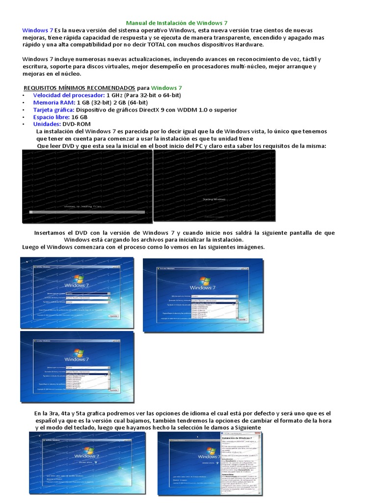 Guía de Instalación de Windows 7 | PDF | Windows 7 | Microsoft Windows