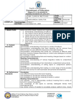 Department of Education: School Grade Level Teacher Learning Area Teaching Date and Time Quarter