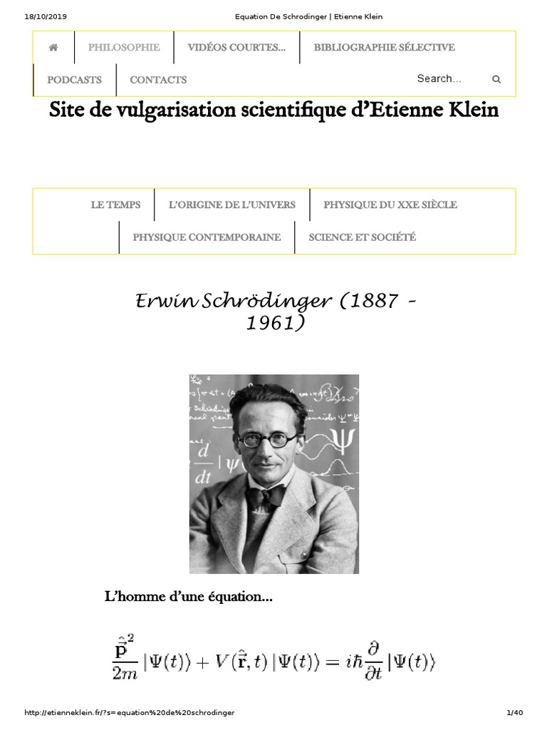 L'Équation de Schrödinger expliquée | PDF | Équation de Schrödinger ...