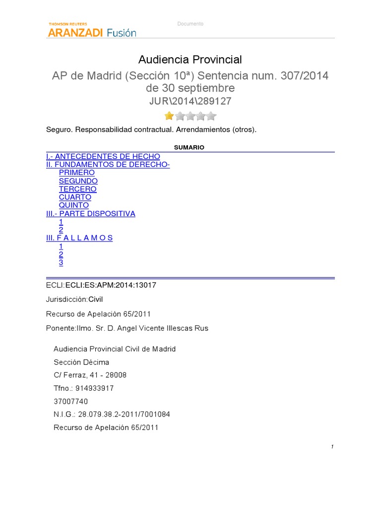 Jur AP de Madrid (Seccion 10a) Sentencia Num. 3072014 de 30