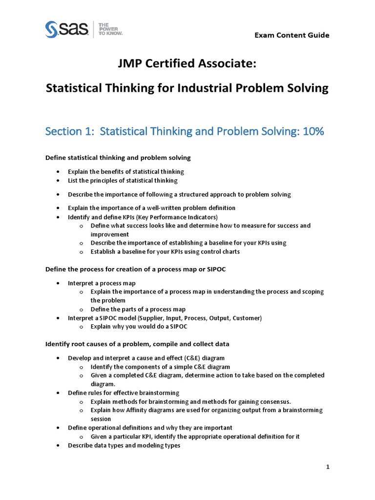 JMP Certification: Statistical Thinking Guide | PDF | Correlation And ...
