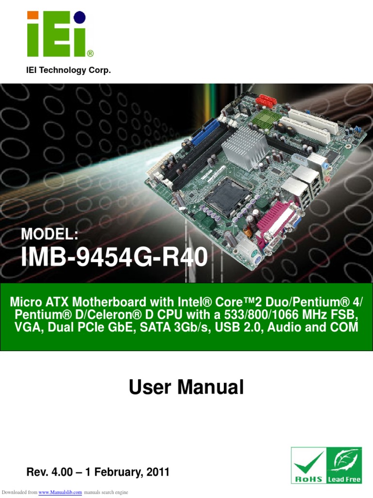 IMB-9454G-R40: User Manual | PDF | Bios | Usb