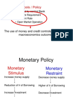 Monetary Tools / Policy: - Controlled by Central Bank