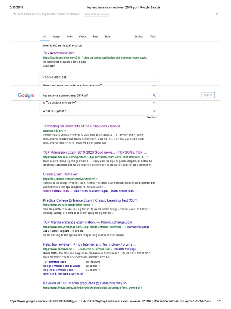 Tup Entrance Exam Reviewer 2019 PDF Google Search | PDF | Test