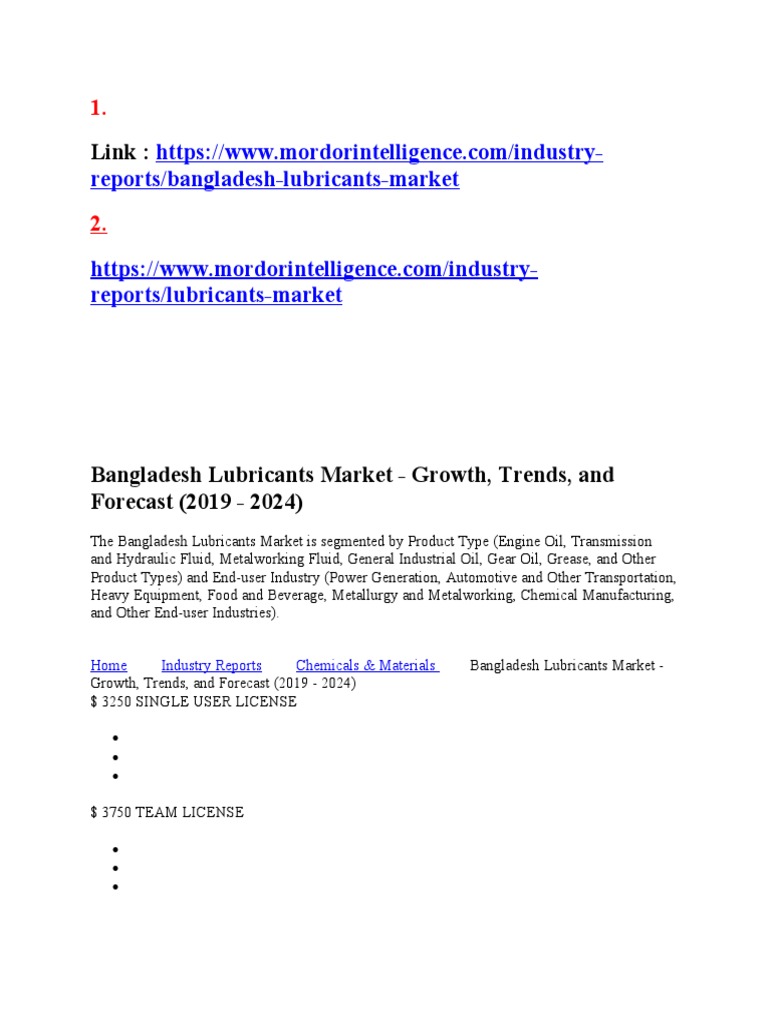 Bangladesh Lubricants Market Growth, Trends, and Forecast (2019