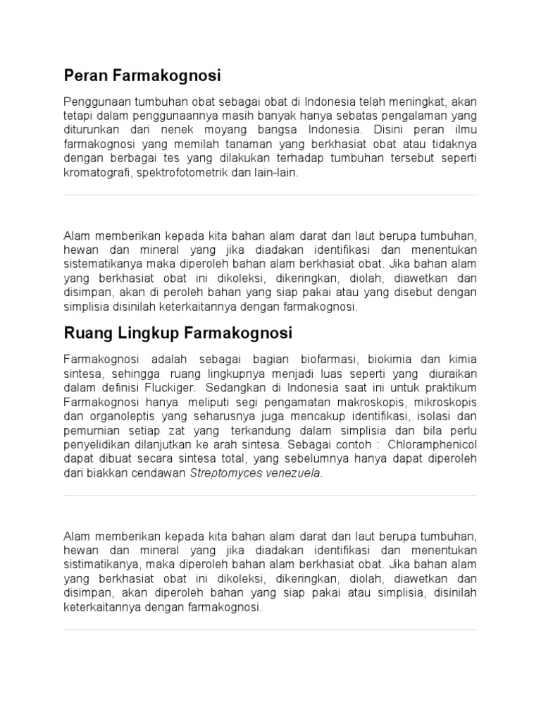 Peranan Farmakognosi | PDF