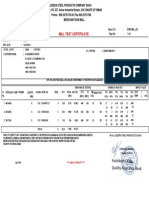 Mill Test Certificate: Run Date 12/07/2018 OR0019M - JAZ User ID E1037
