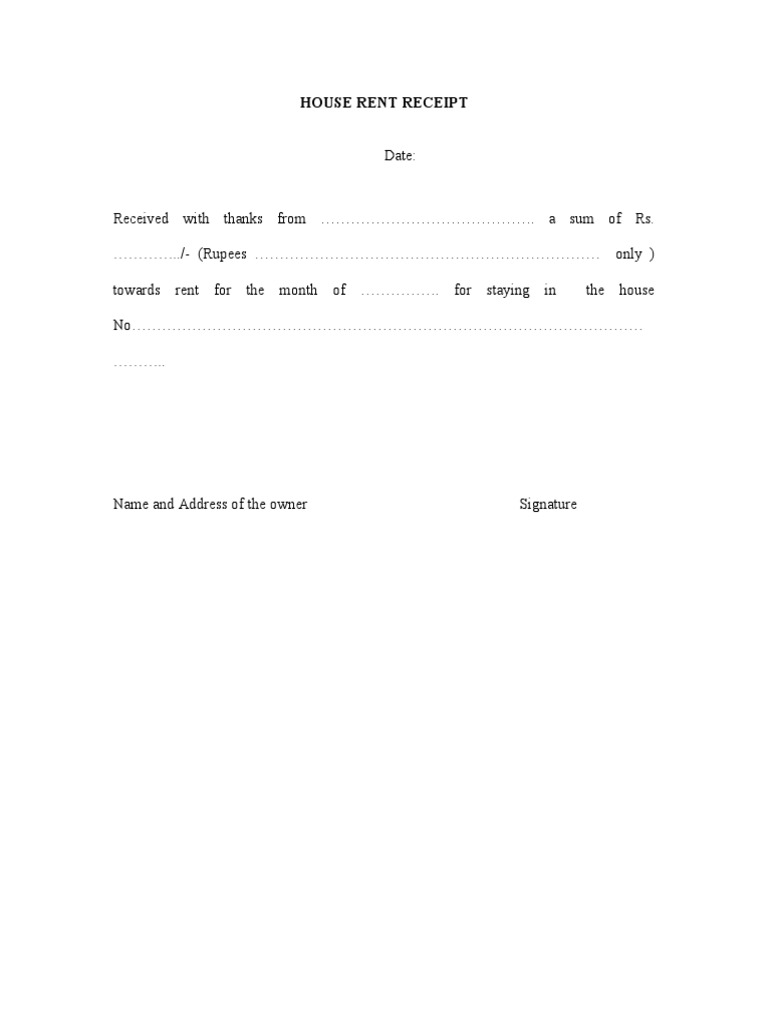 House Rent Receipt PDF