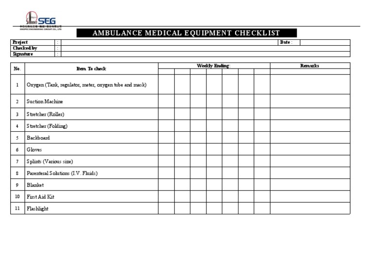 Ambulance Medical Equipment Checklist | PDF | Law