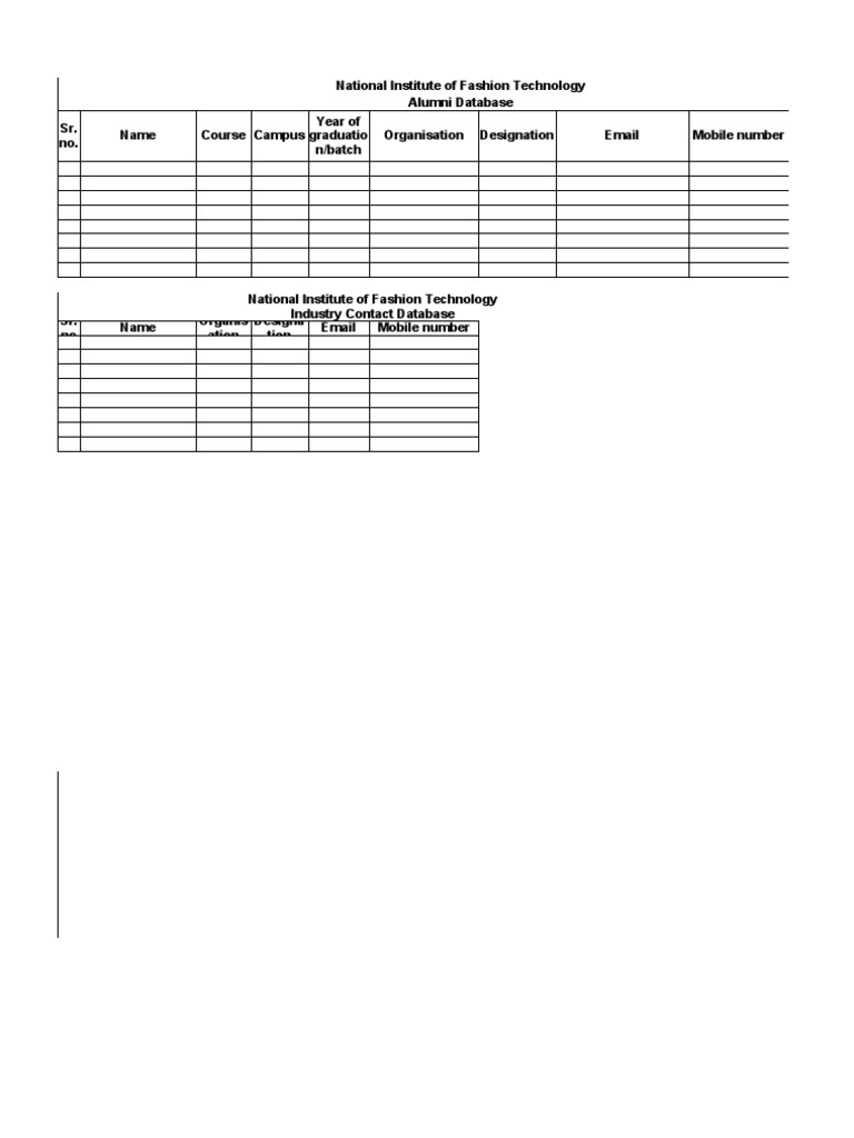 NIFT Alumni and Industry Contacts Database | PDF