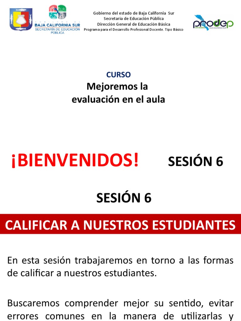 Sesion 6. Calificar A Los Estudiantes | PDF | Evaluación | Educación ...
