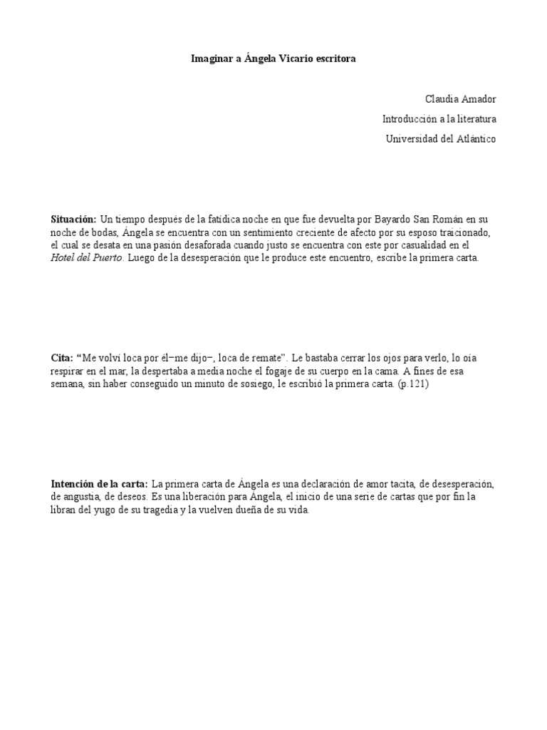 Imaginar A Ángela Vicario Escritora | PDF