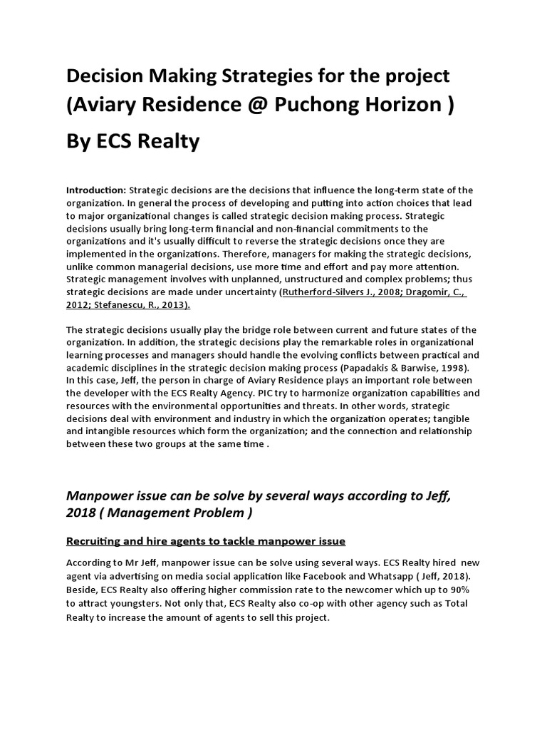 Decision Making Assignment | PDF | Marketing | Human Resources