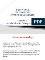 Technology Entrepreneurship: BTMW 4012