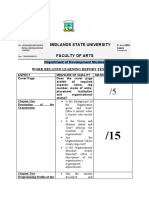 Midlands State University Faculty of Arts: Department of Development Studies Work Related Learning Report Template