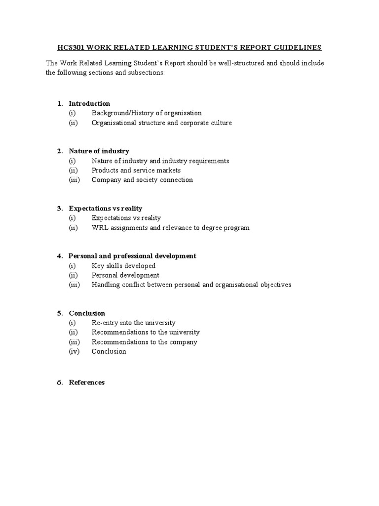 Work Learning Report Guidelines | PDF