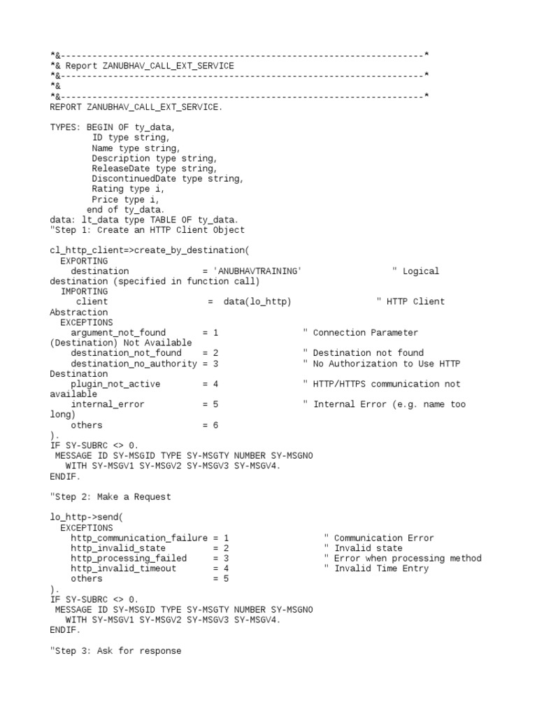 SAP ABAP HTTP Client Tutorial | PDF | Hypertext Transfer Protocol | Json