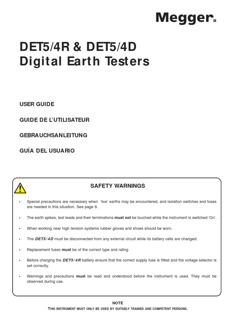 Megger Det 5 4 Earth Tester Manual Pdf Pdf Ac Power Plugs And Sockets Switch