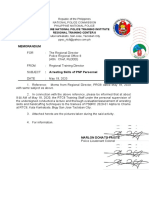Memorandum: Philippine National Police Training Institute Regional Training Center 8