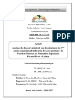 Analyse Du Discours Médical Cas Des Étudiants PDF
