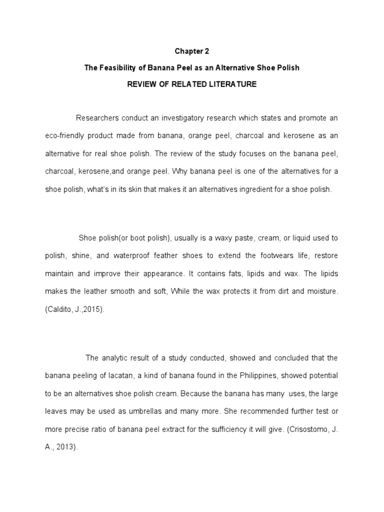 The Feasibility of Banana Peel As An Alternative Shoe Polish Review of