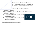 Probabilidades de estudos em Química e Biologia