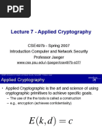 Lecture 7 - Applied Cryptography: CSE497b - Spring 2007 Introduction Computer and Network Security Professor Jaeger