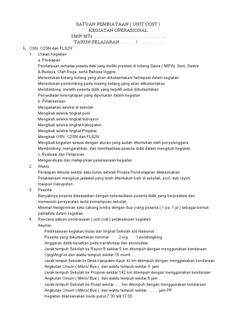 Pembiayaan OSN, O2SN, dan FLS2N | PDF | Sains & Matematika