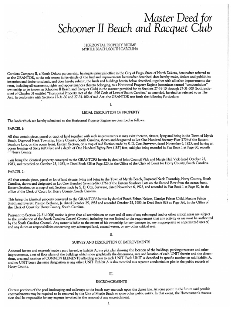 Schooner II Master Deed | PDF