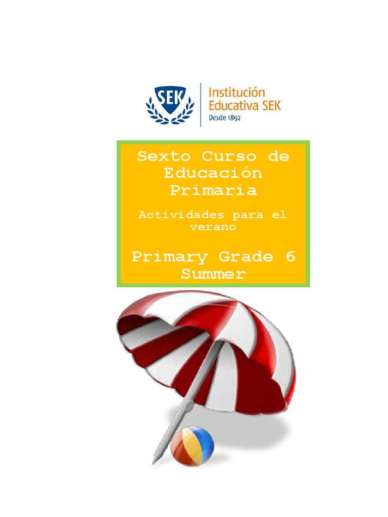Cuaderno de Verano 6º Primaria PDF | PDF | Educación primaria | Idiomas