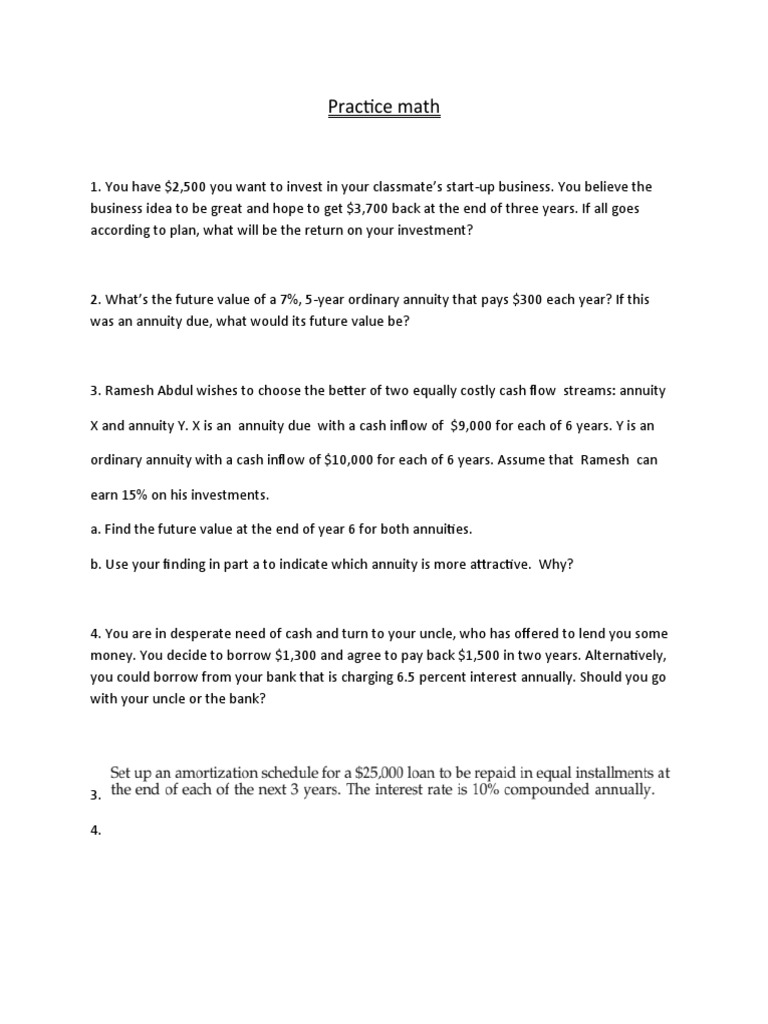 TVM Practice Math | PDF | Law