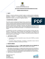 Términos Convocatoria Ciudad Bolivar 2020-1