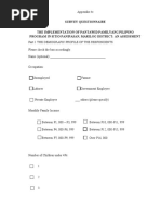 Survey Questionnaire The Implementation of Pantawid Pamilyang Pilipino Program in Sitio Panipasan, Marilog District: An Assessment