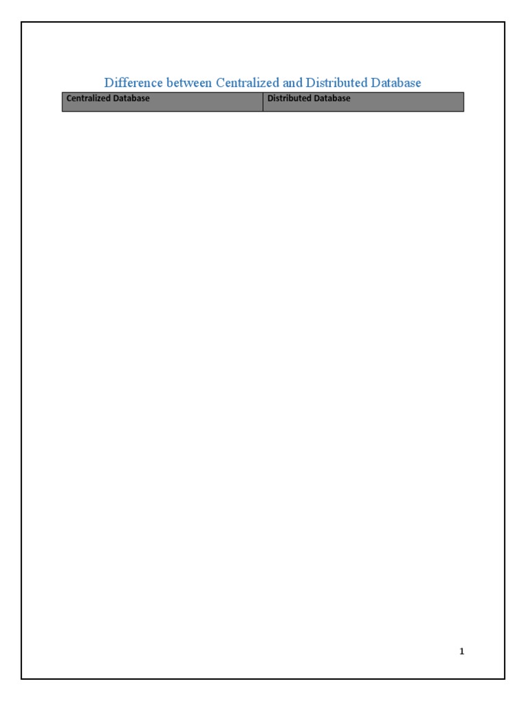 Difference Between Centralized and Distributed Database | PDF ...