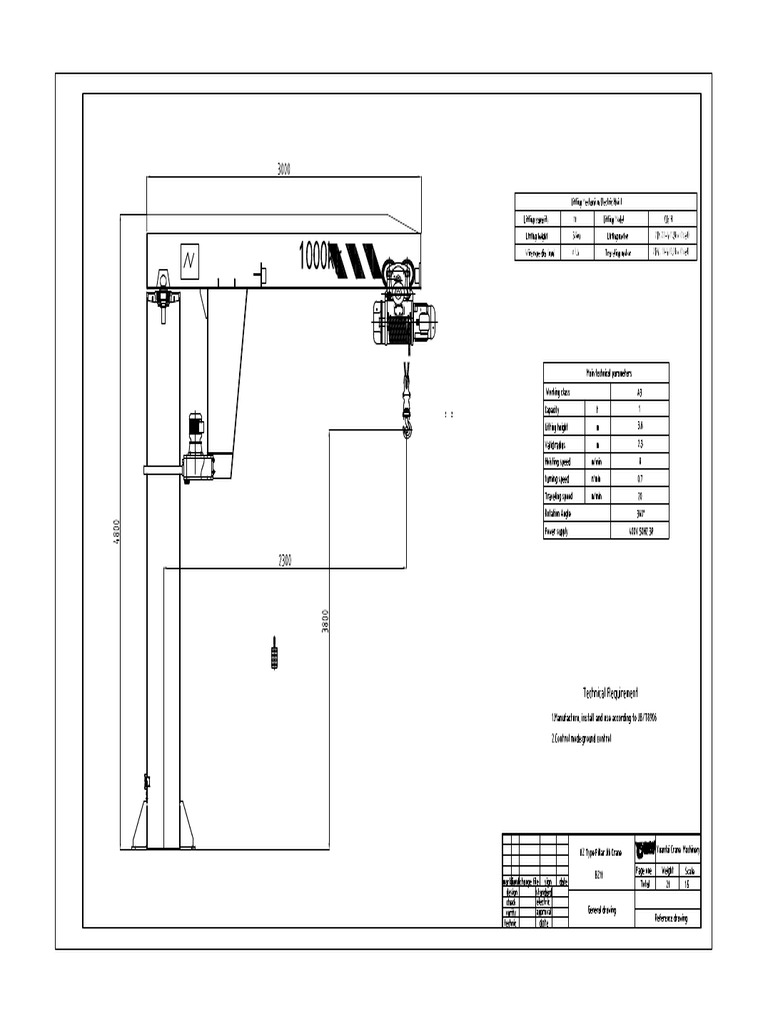 1 Ton Pillar Jib Crane Drawing PDF PDF