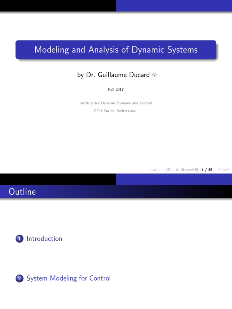 Modeling and Analysis of Dynamic Systems: by Dr. Guillaume Ducard | PDF ...