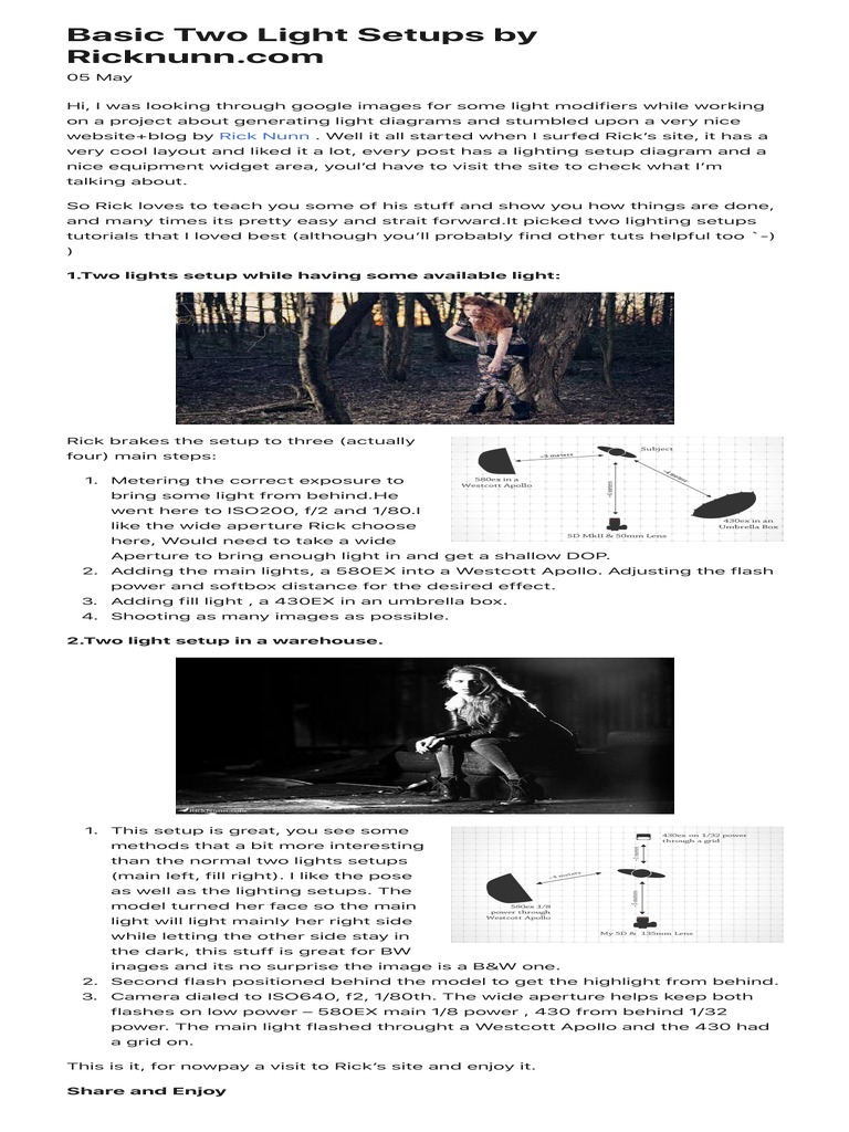 Basic Two Light Setups | PDF | Home & Garden