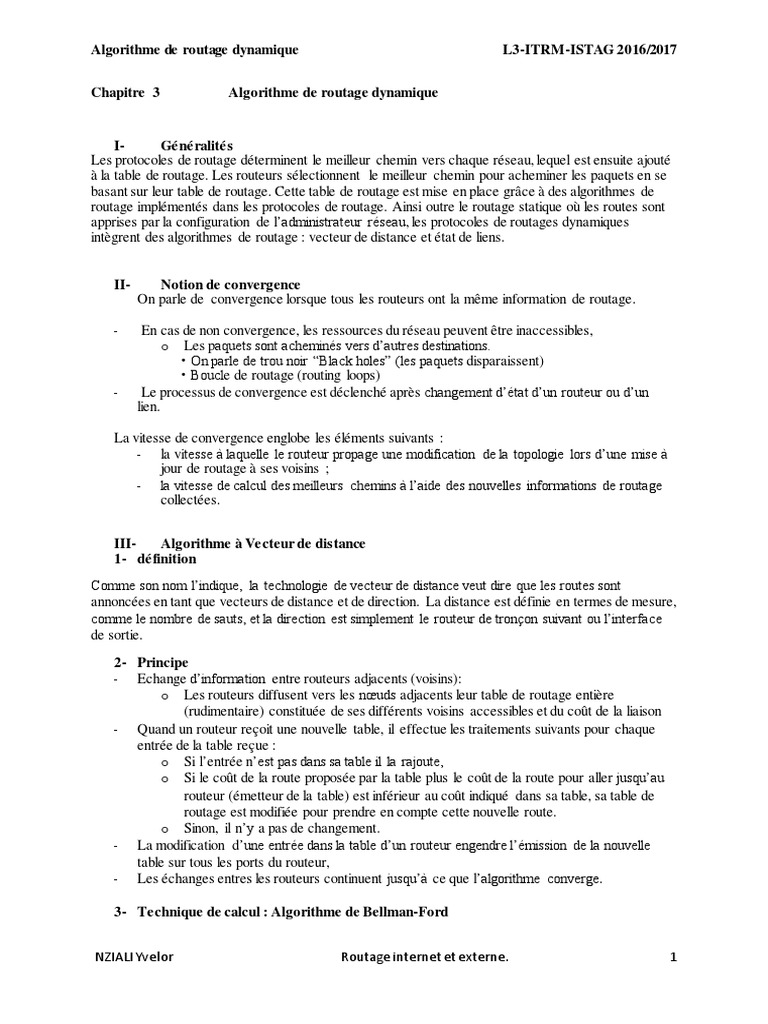 Algorithmes de routage dynamique | PDF | Routage | Protocoles de ...