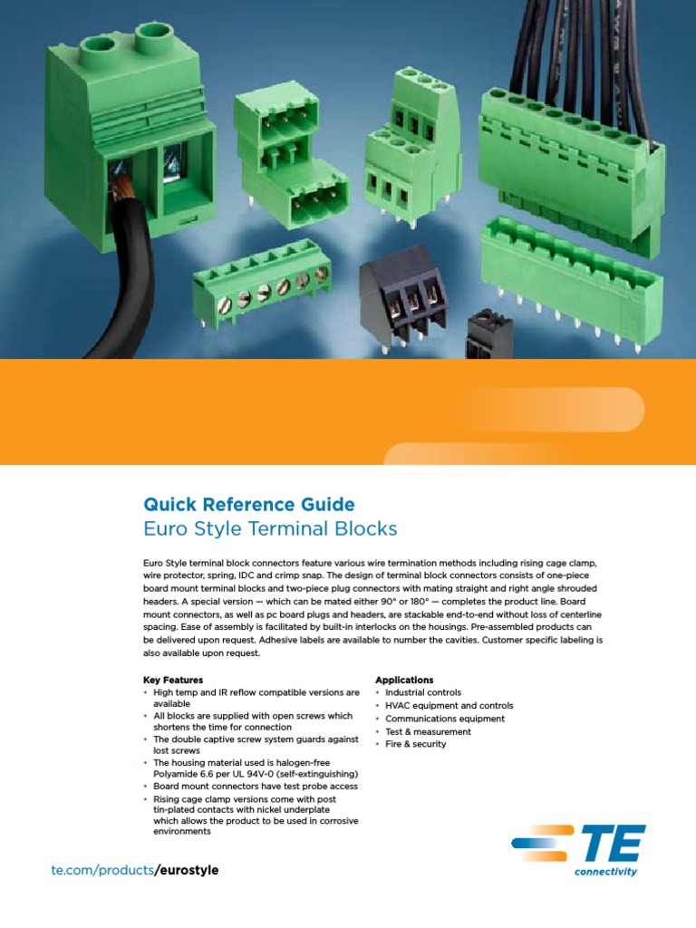 Euro Style Terminal Blocks: Quick Reference Guide | PDF | Electrical ...