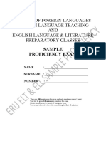 School of Languages Sample Proficiency Exam