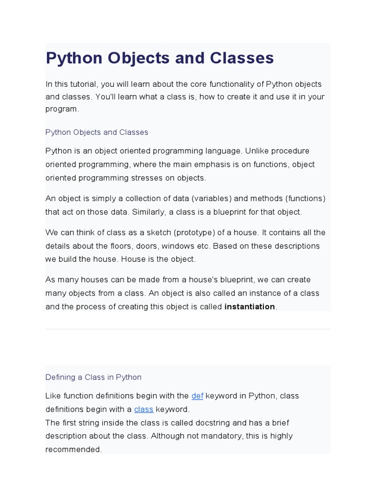 Python Objects and Classes | PDF