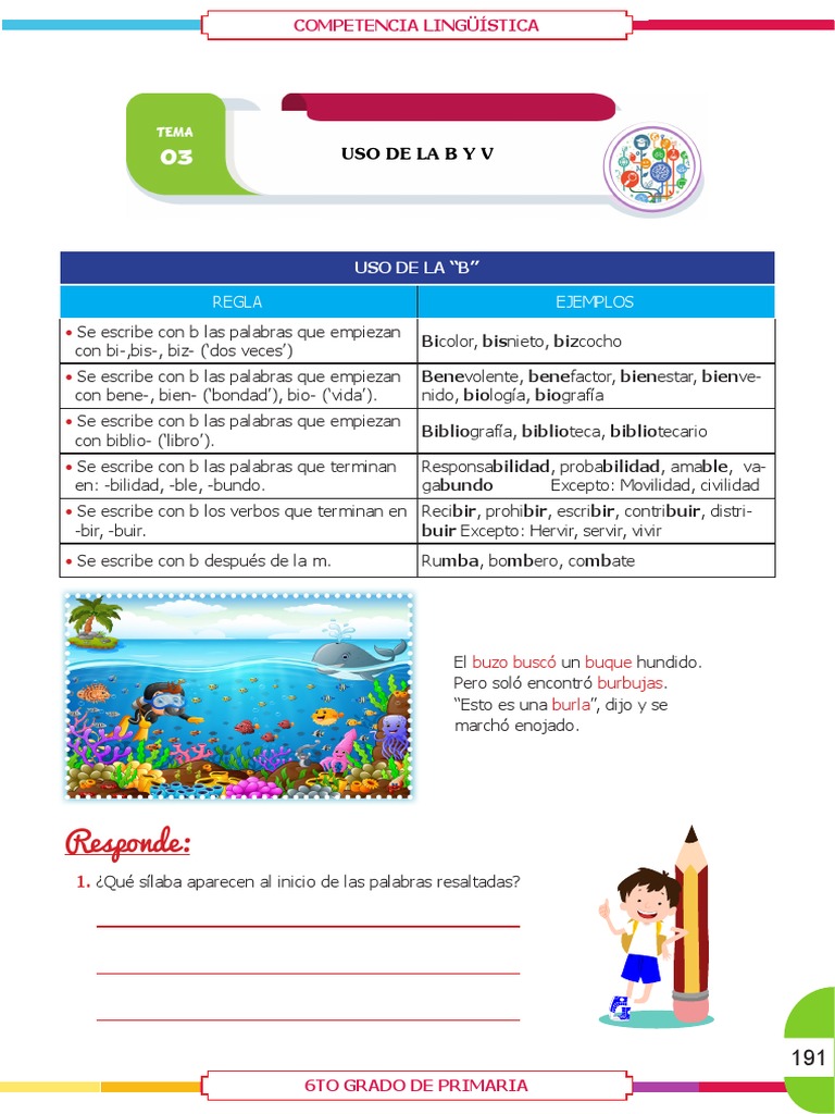 Uso de la B y V en 6to Grado | PDF | Lingüística | Idiomas