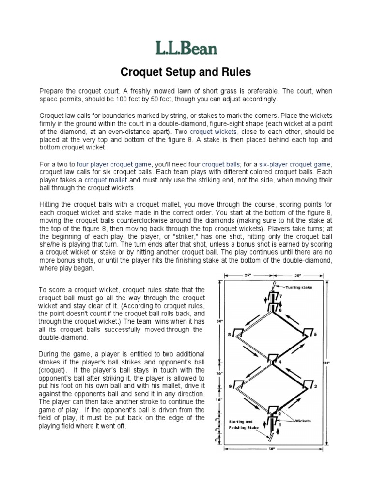 Croquet Instructions PDF Ball Games Ball And Bat Games