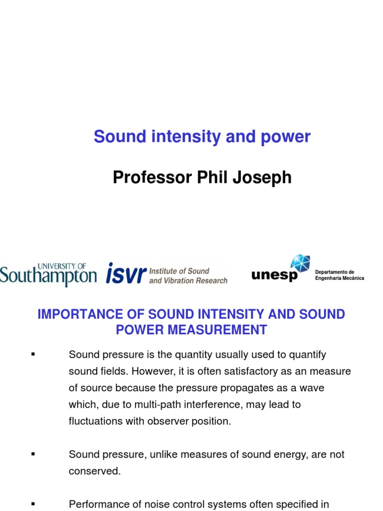 Sound Intensity and Power Measurement | PDF | Intensity (Physics) | Sound