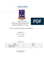 Term Paper: University of Dhaka Master of Business Administration (Evening) Department: Marketing