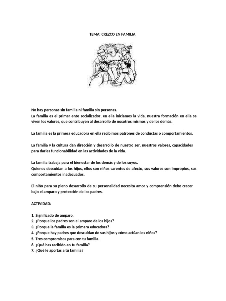 Actividades sobre la familia para niños | PDF | Salud y bienestar